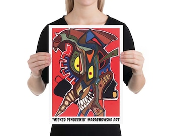 Horror Poster Wicked Pinocchio (12″×16″) - Painting Poster - Posters and Prints - Reproduction of the original painting by Maria Marachowska