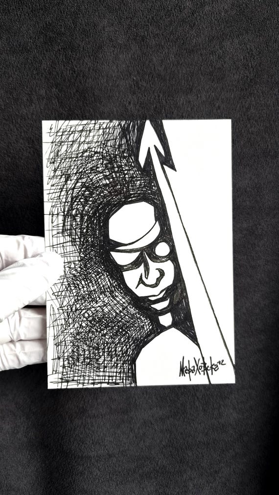 Gerahmte Aquarellzeichnung "Musiker", 10,5 x 14,8 cm, von Maria Marachowska