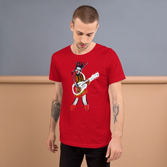 T-shirt rock girl guitarist - musician t-shirts - art t-shirts - music print t-shirts - rock t-shirt - band t-shirts - guitar t-shirt