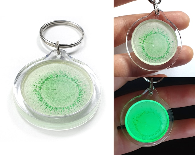 Painting Keychain Green glow in the dark by Maria Marachowska