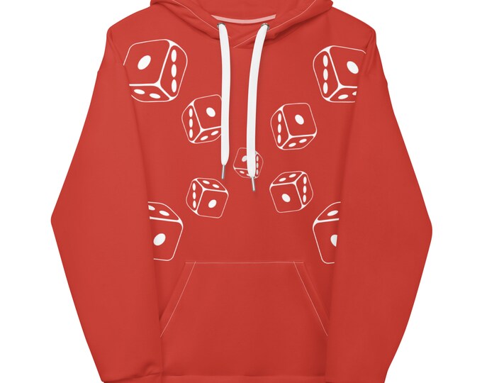 Red hoodie game dice - sweater dice games - games with dice sweater - game dice design sweater - optical sweater