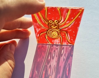 Glass Painting Gold Spider by Maria Marachowska