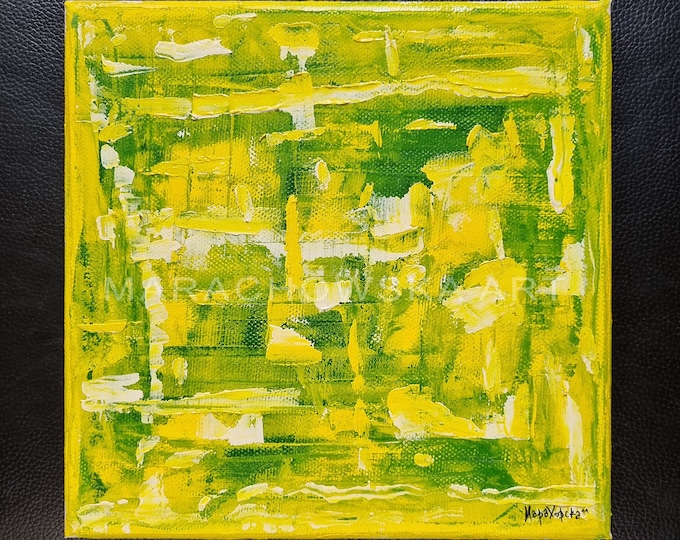 Textured Painting Yellow Green - Maria Marachowska