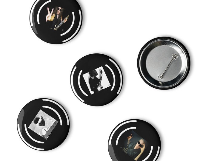 5 pieces Music Set of pin buttons Maria Marachowska "Siberian Blues" 1.25″ (3,1x3,1 cm) / 2.25″ (5,7x5,7 cm)