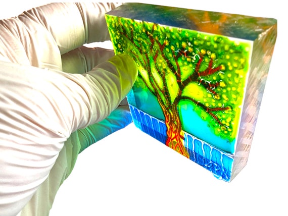 Glasgemälde Sonnenfänger Sommerbaum