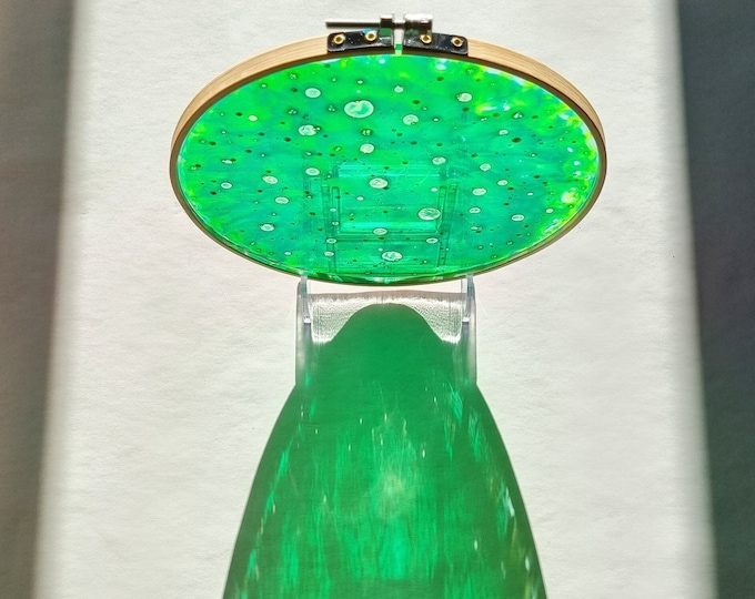 Glass Painting Suncatcher Abstract Green by Maria Marachowska