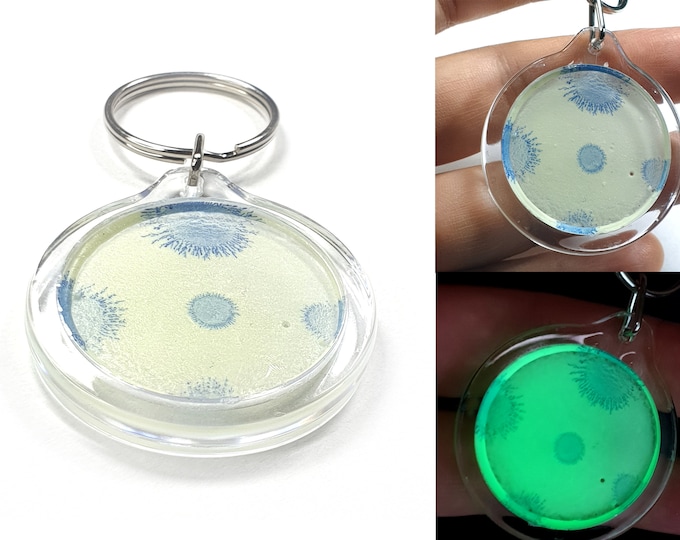 Painting Keychain Blue glow in the dark by Maria Marachowska