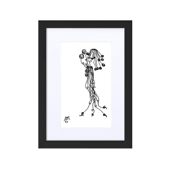 Framed poster "Lady" (30x21 cm) with reproduction of the original drawing