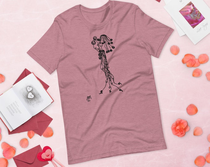 Surreal T-shirt - Funny T-shirts - Print T-shirts - T-shirt Original Drawing "Lady" - Art T-shirt - Unisex T-shirt - Organic T-shirt