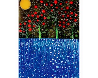 Postcard Cherry Trees by Maria Marachowska
