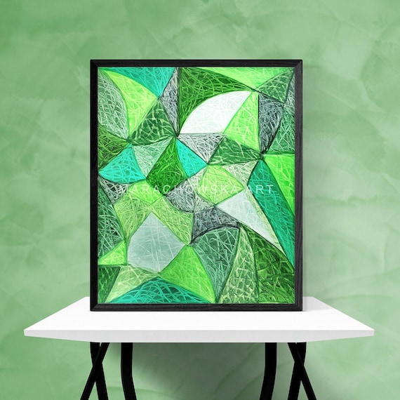 Originales abstraktes Gemälde "Grünes Porträt", 60x50 cm, von Maria Marachowska