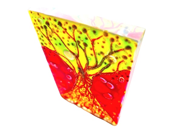 Glass Painting Magnet Sculpture "Gold Tree" by Maria Marachowska