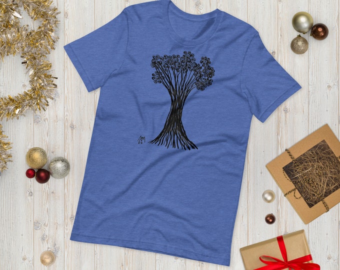 Black Tree T-Shirt - Drawing T-Shirts - Unisex T-Shirt Tree - T-Shirt with Tree - Organic T-Shirt Tree - Painting T-Shirt - Art T-Shirts