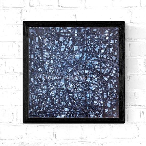 Abstract Painting Blue Lines