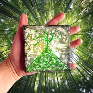Original structural painting &quot;Green Military Tree&quot; by Maria Marachowska