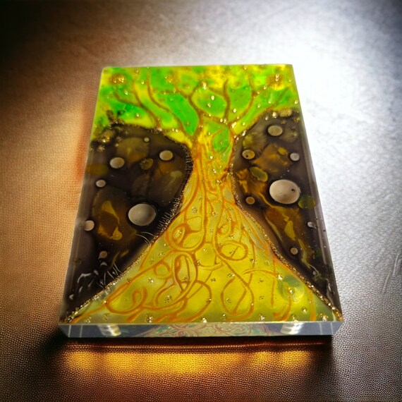 Glasgemälde Magnet Skulptur "Grüner Baum"