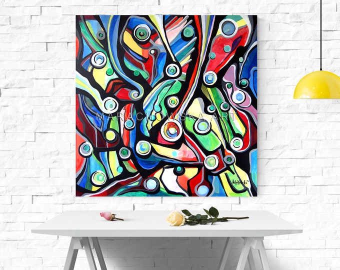 Large colorful acrylic painting on canvas by Maria Marachowska