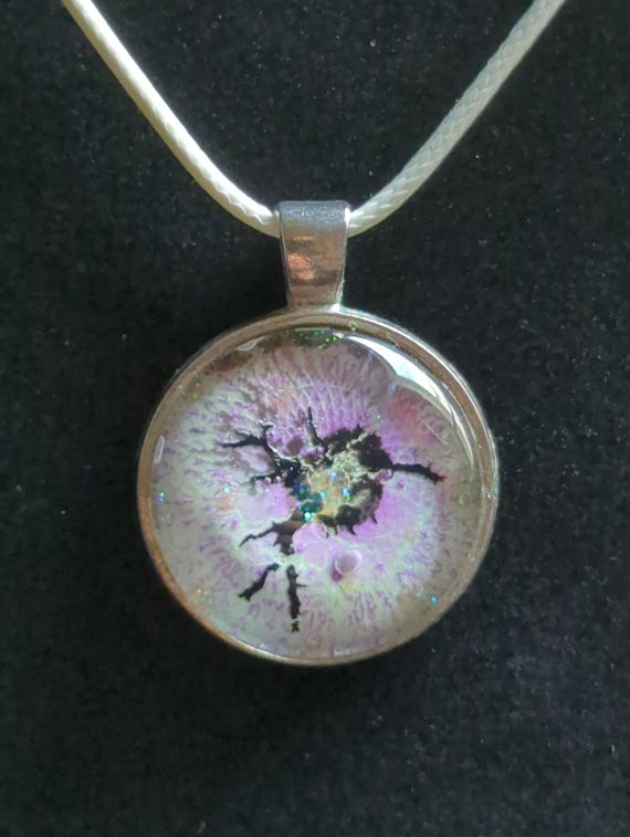 Maria Marachowska pendant Purple thunder glitter hand painted 