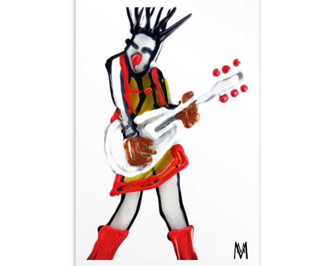 Postcard Guitarist Girl - Music Postcards - Postcard Guitar - Art Postcards - Reproduction of the original painting by Maria Marachowska