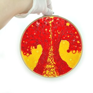 Glass Painting Suncatcher Red Tree by Maria Marachowska image 6