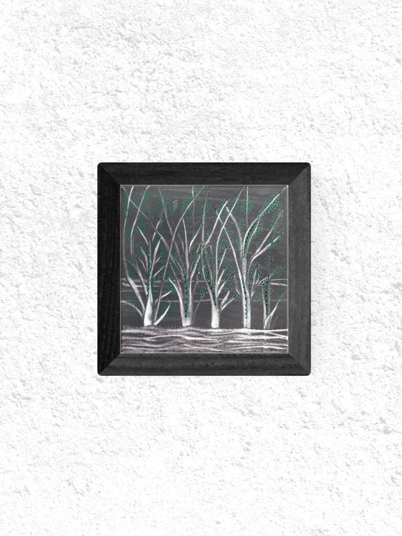 Canvas Painting Night Trees