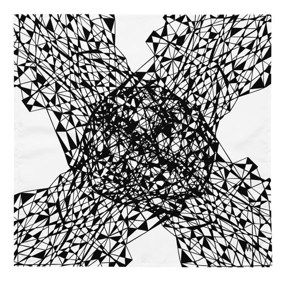 Bandana Drawing Abstract - Black and White Drawing - Art Bandana - Print of the original drawing by Maria Marachowska