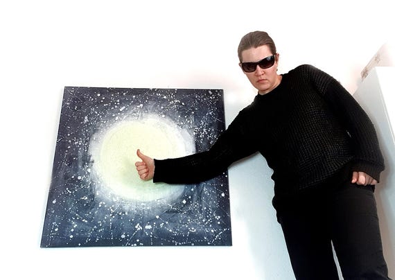 Originale Mondmalerei mit magischem Glüheffekt – Perfekt für Kunstliebhaber und kreative Seelen