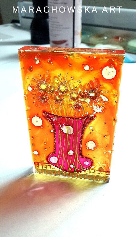 Glass Painting Suncatcher Flowers by Maria Marachowska