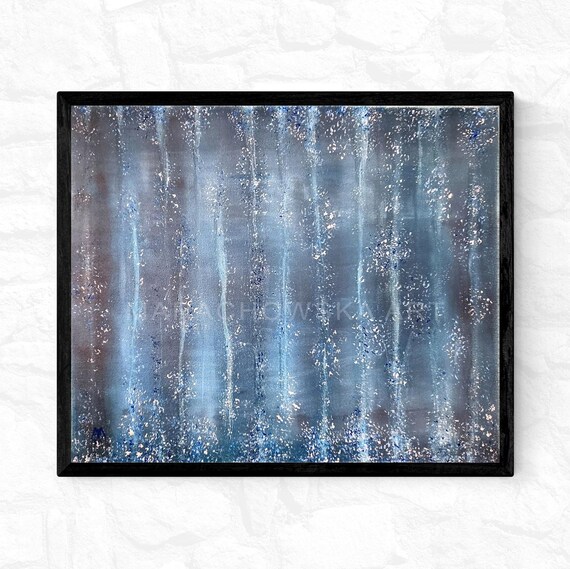Original Painting Blue Water Trees