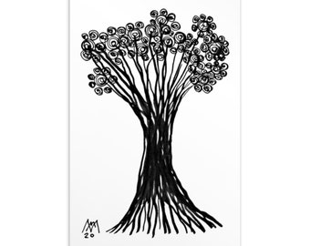 Postcard Tree - Drawing Postcards - Art Postcards - Reproduction of the original drawing "Tree" drawn by Maria Marachowska