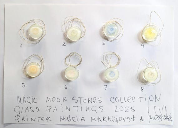 Einzigartige Glasdekoration, phosphoreszierende Farben, handgemalt von Maria Marachowska