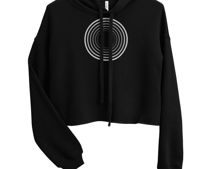 Crop hoodie geometry circles - graphic design hoodie - circles design women's hoodie - geometric hoodie - crop hoodie black and white
