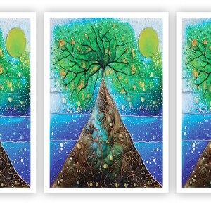 Diese Postkarte ist ein hochwertiger Druck des Original-Gemäldes "Seelandschaft Baum" von Maria Marachowska.