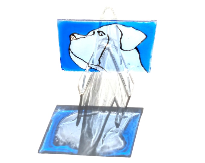 Glasspainting Bulldog - window suncatcher - window decoration dogs - window picture animals - window hanger blue - gift painting