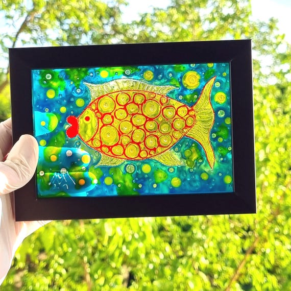 Glasgemälde Sonnenfänger Fisch
