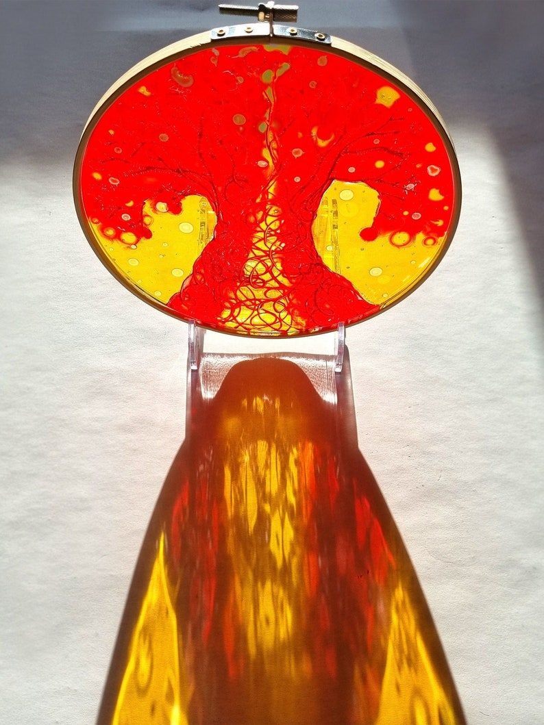 Glass Painting Suncatcher Red Tree by Maria Marachowska image 1