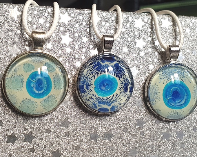 Unique Handmade Pendant Blue, Glow In The Dark, Maria Marachowska