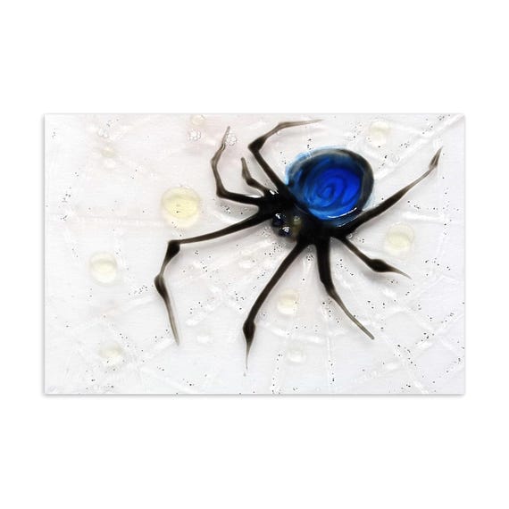 Painting Postcard Spider Mother - The Blue Spider Postcards - Art Gift Ideas - Gloomy Postcards - Dark Art Print - Spiders