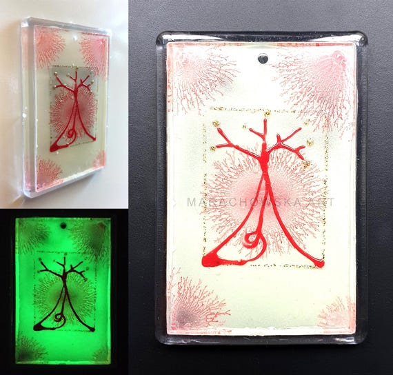 Glass Painting Fridge Magnet Tree glow in the dark