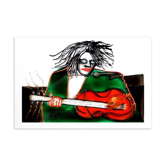 Postcard Acoustic Guitarist - Music Postcards - Postcard Guitar - Art Postcards - Reproduction of the original painting by Maria Marachowska