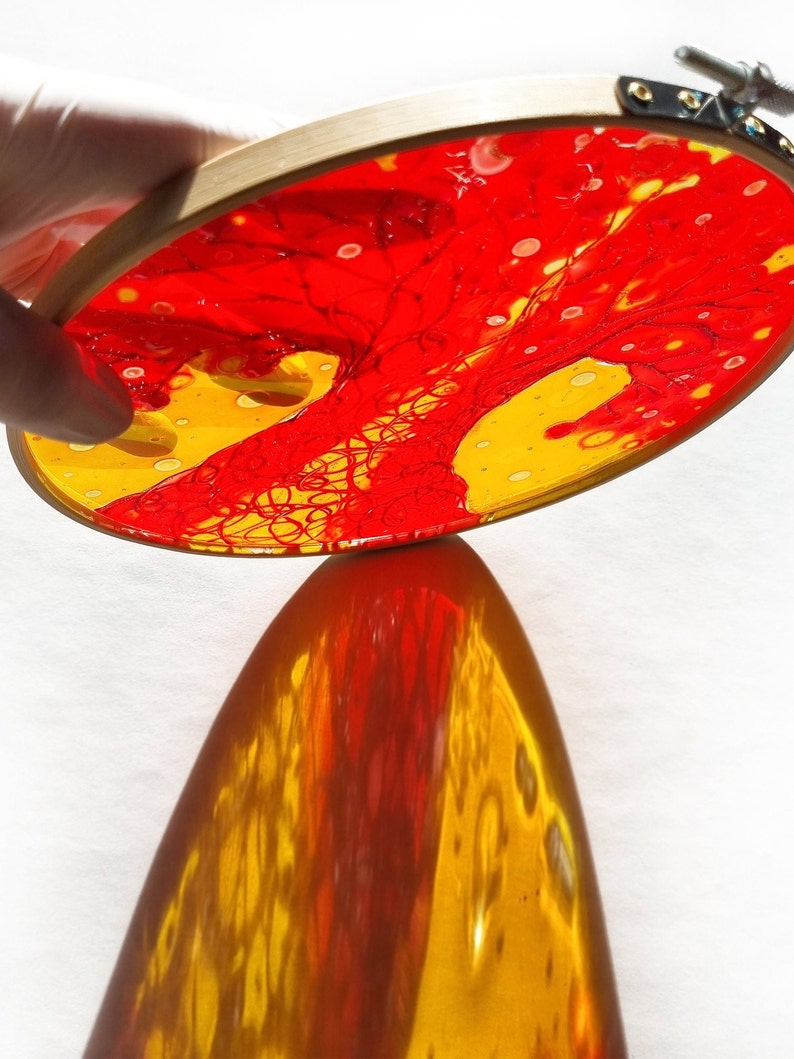 Glass Painting Suncatcher Red Tree by Maria Marachowska image 7