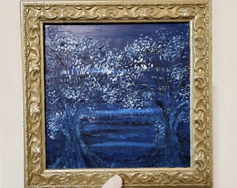 Oil Painting Blue Forest by Maria Marachowska