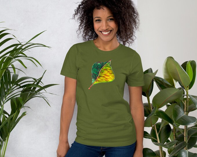 T-shirt Leaf - Painting T-shirts - Nature T-shirt - Fall T-shirts - Art T-shirt - Organic T-shirt - Women Fashion - Unisex T-shirt Leaf