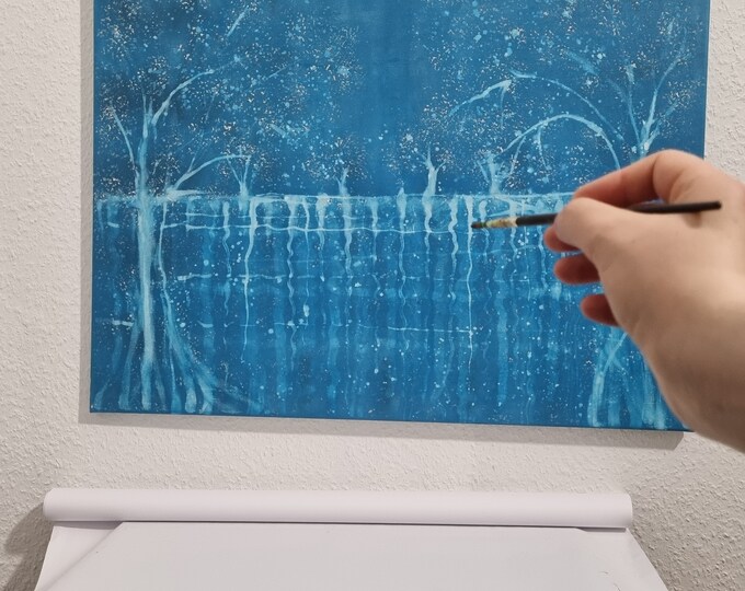 Painting Seascape with Trees by Maria Marachowska