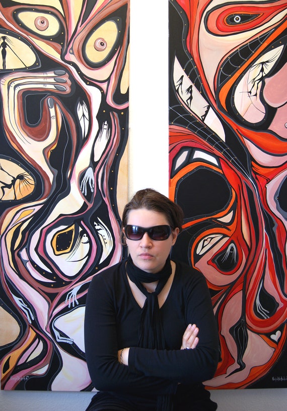 Surreale Malerei Pink Woman