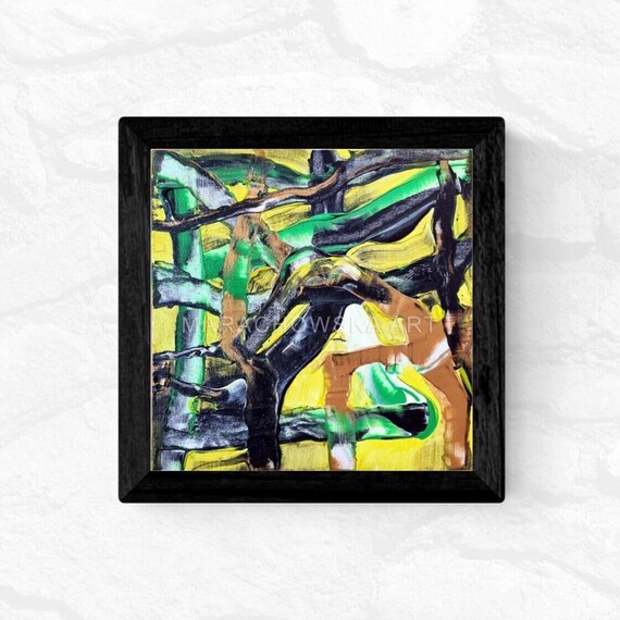 Originales abstraktes Expressionismus Gemälde "Gold Grün" von Maria Marachowska – Ein zeitgenössisches Kunstwerk für moderne Wohnräume