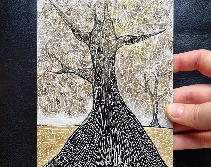 Original Framed Textured Painting Tree - Maria Marachowska