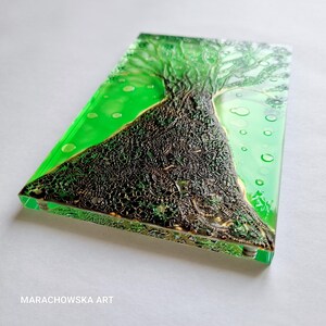 Original Glass Painting Magnet Gold Tree by Maria Marachowska image 4