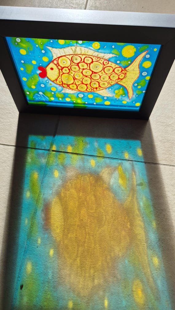 Glasgemälde Sonnenfänger Fisch