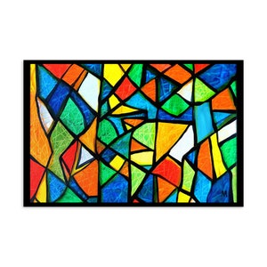 Carte postale de peinture abstraite - Impression de peinture - Tirages d’art - Abstraction d’image - Motifs colorés - Constructivisme abstrait - Motif mosaïque